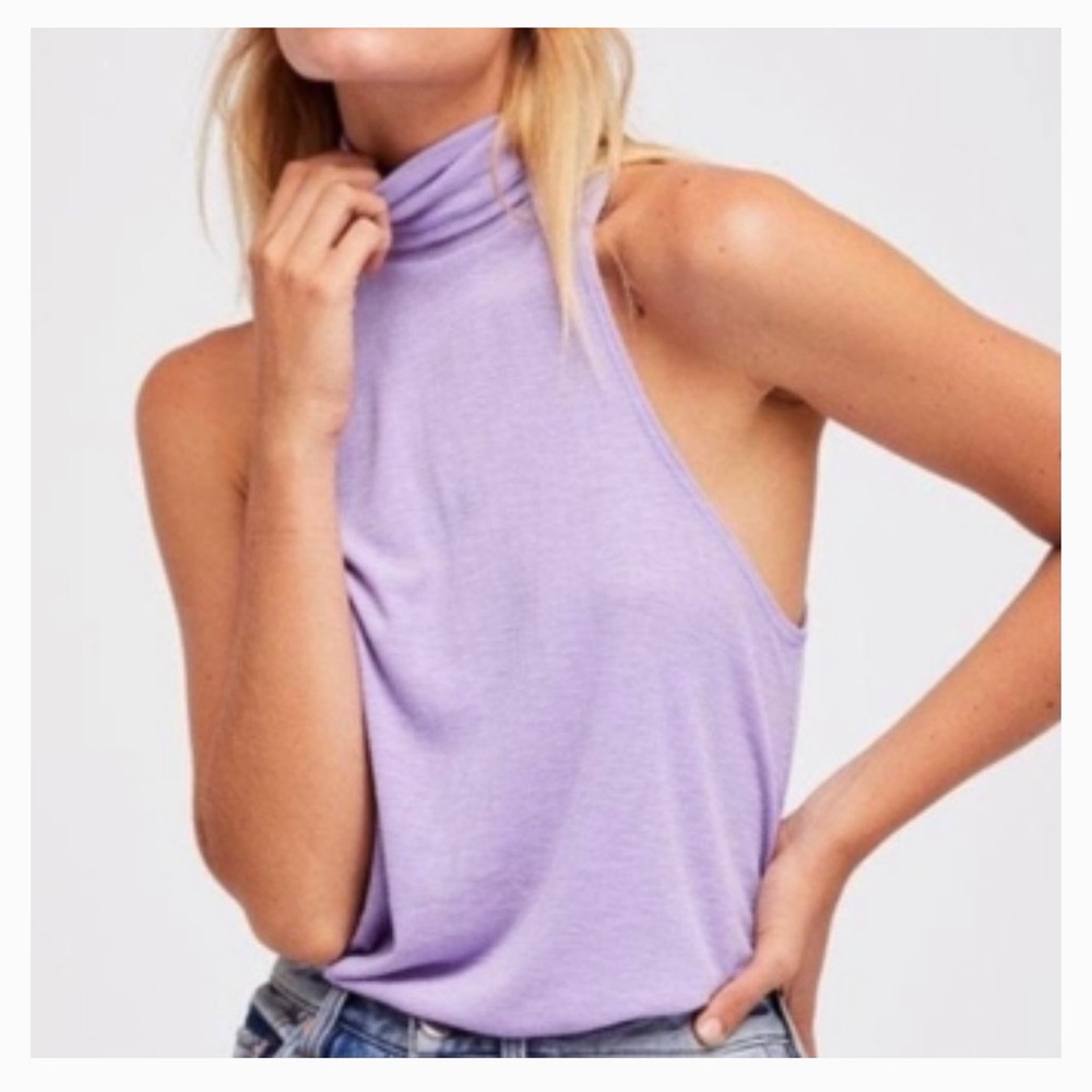 Intimately Free People Topanga Sleeveless Turtleneck Tank Top in Lavender XS